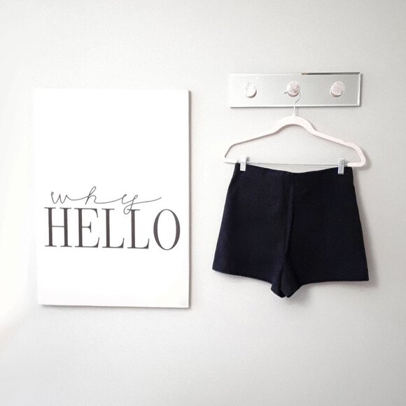 NWOT Zara black high waist tonal top stitched cotton blend shorts, M - Picture 8 of 12